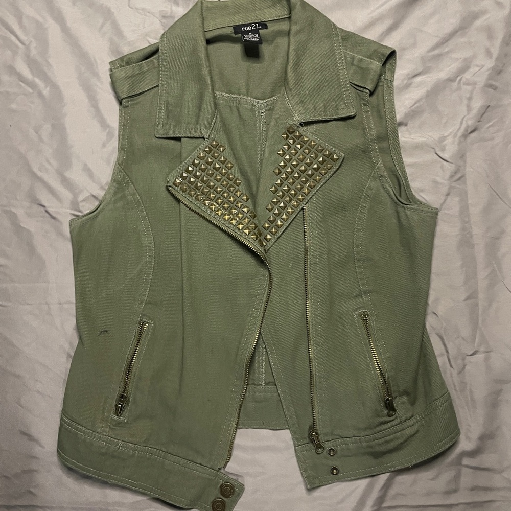 Rue21 Olive Green Studded Vest